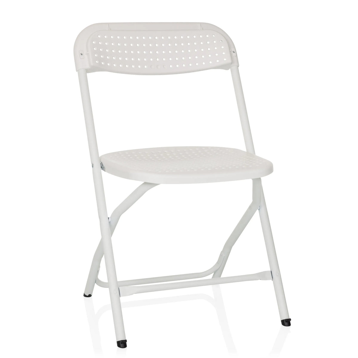 Witte Outdoor stoel TUDELA XXL PRO W met geperforeerd zit- en rugvlak van hjh OFFICE – 360-gradenweergave (vooraanzicht 15°)