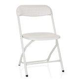 Witte Outdoor stoel TUDELA XXL PRO W met geperforeerd zit- en rugvlak van hjh OFFICE – 360-gradenweergave (vooraanzicht 15°)