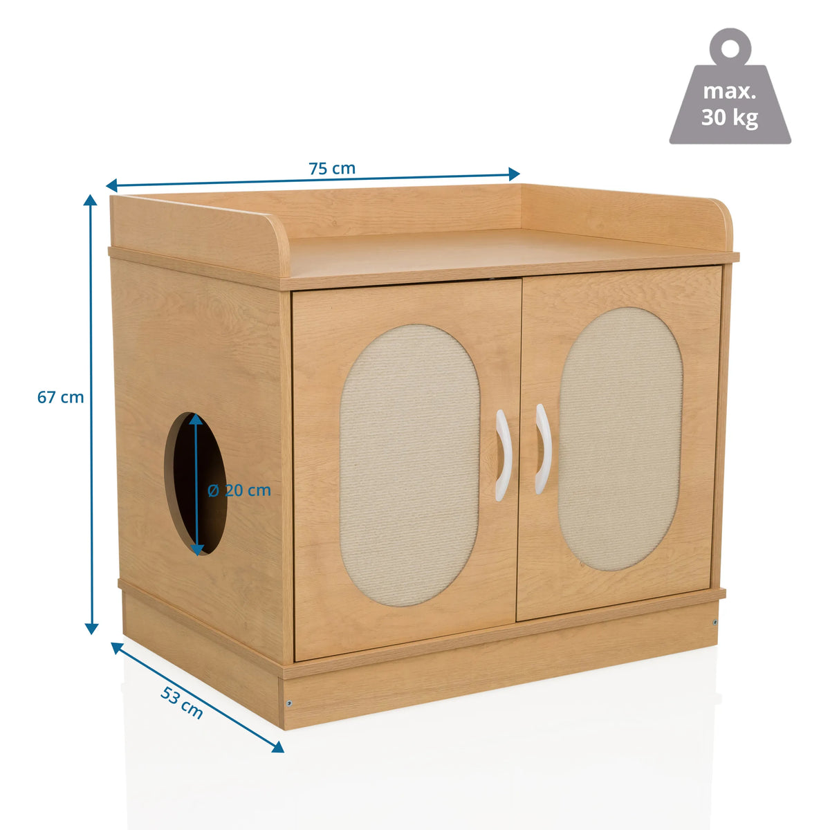 Maatafbeelding van het Kattenhuis KITTYHOME 2 met 75 × 67 cm en een maximale belasting van 30 kg van hjh LIVING