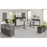 Moderne kantoorinrichtingsset FlexWall met hoogteverstelbaar bureau en kasten in grafiet van hjh OFFICE PRO