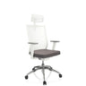 Professionele bureaustoel ASPEN WHITE PRO in grijs en wit met netrugleuning en hoofdsteun van hjh OFFICE