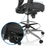 Zithoogteverstelling en voetring van de Baliestoel TOP WORK 78 van hjh OFFICE