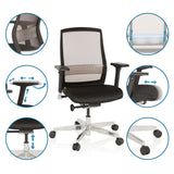 High end bureaustoel FOUNTAINE in zwart met verstelbare armleuningen en gasveer van hjh OFFICE