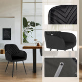 Zwarte Eetkamerstoel CHARVELLE met stikseldetails en slanke poten van hjh LIVING