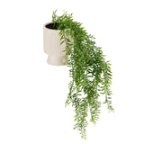 Kunstplant Filix in een crème-witte, geribbelde overpot met groen blad van hjh OFFICE