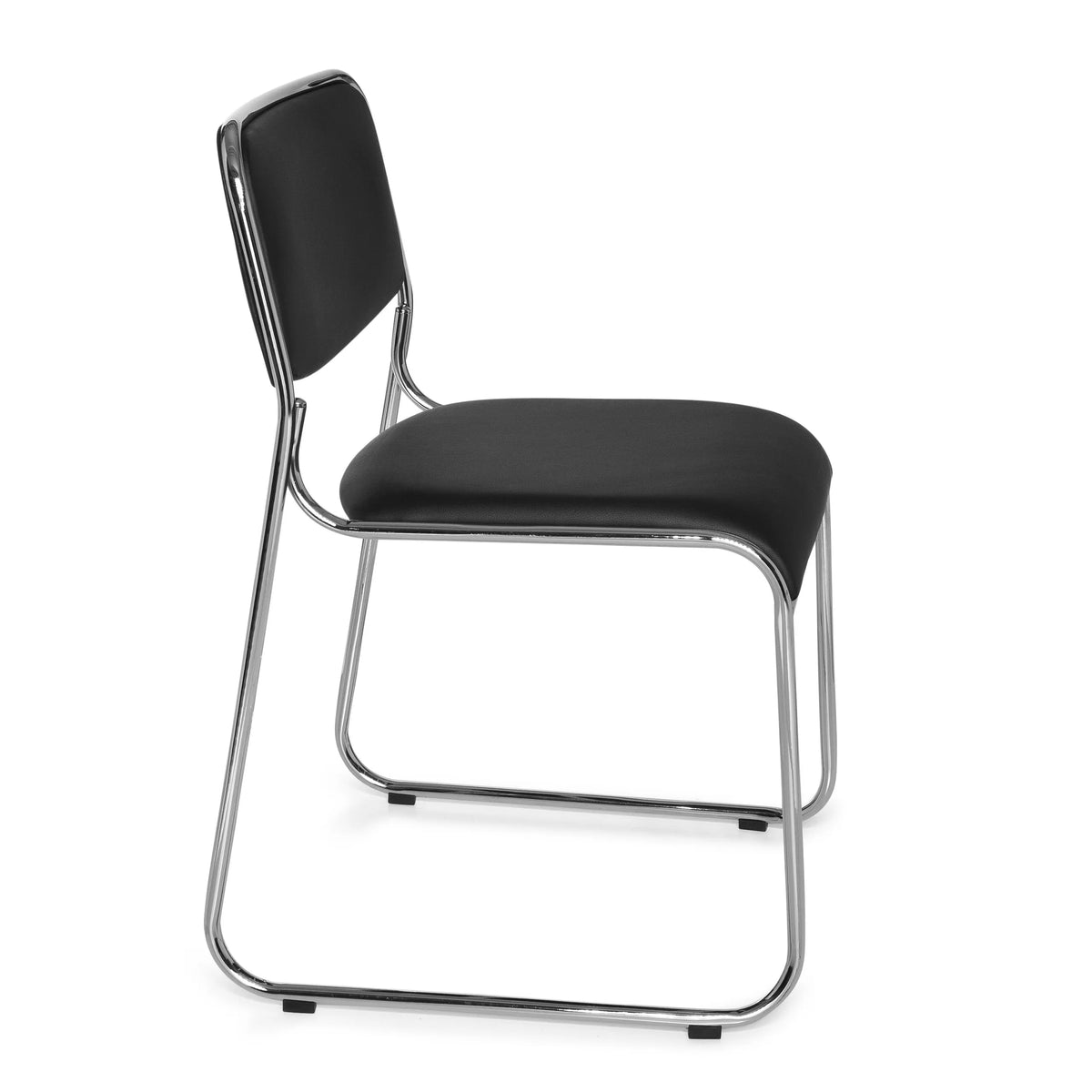 Zwarte bezoekerstoel KOLTA met bekleding en chromen frame van hjh OFFICE – 360-gradenweergave (zijaanzicht 80°)
