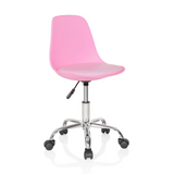 Roze Kinder bureaustoel FANCY II met gebogen kuip en vijfster-onderstel met wieltjes van hjh OFFICE – 360-gradenweergave (schuin vooraanzicht 40°)