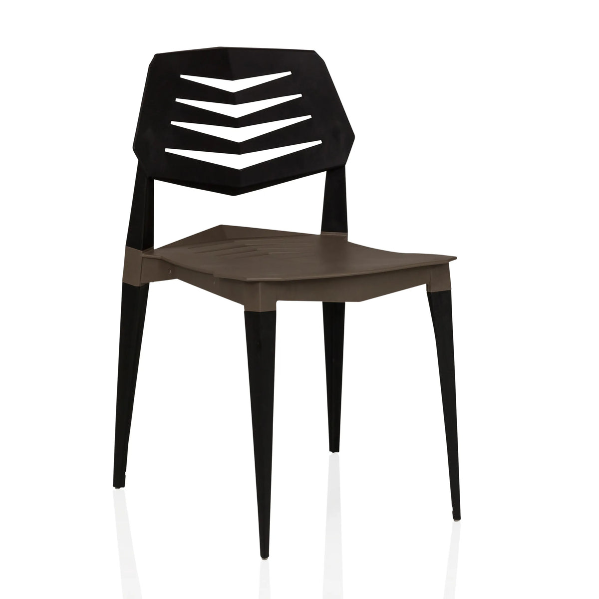 Bruin-zwarte Outdoor stoel Flecharo met geperforeerde rugleuning van hjh LIVING – 360-gradenweergave (schuin vooraanzicht 30°)