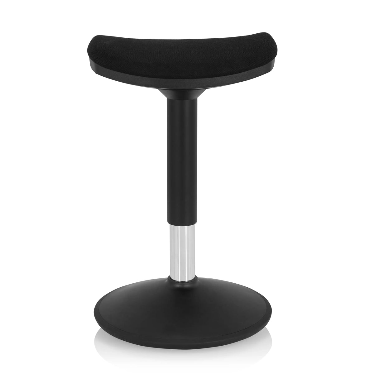 Zwarte stahulp BALANCE SIT I B met gebogen zitting en ronde voet van hjh OFFICE – 360-gradenweergave (vooraanzicht 0°)