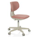 Roze Kinder bureaustoel KID CLASSIC met gewatteerde zitting en vijfpoot met zwenkwieltjes van hjh OFFICE – 360-gradenweergave (schuin vooraanzicht 60°)