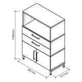Technische tekening van de kast FlexWall met 1180 × 800 mm van hjh OFFICE PRO