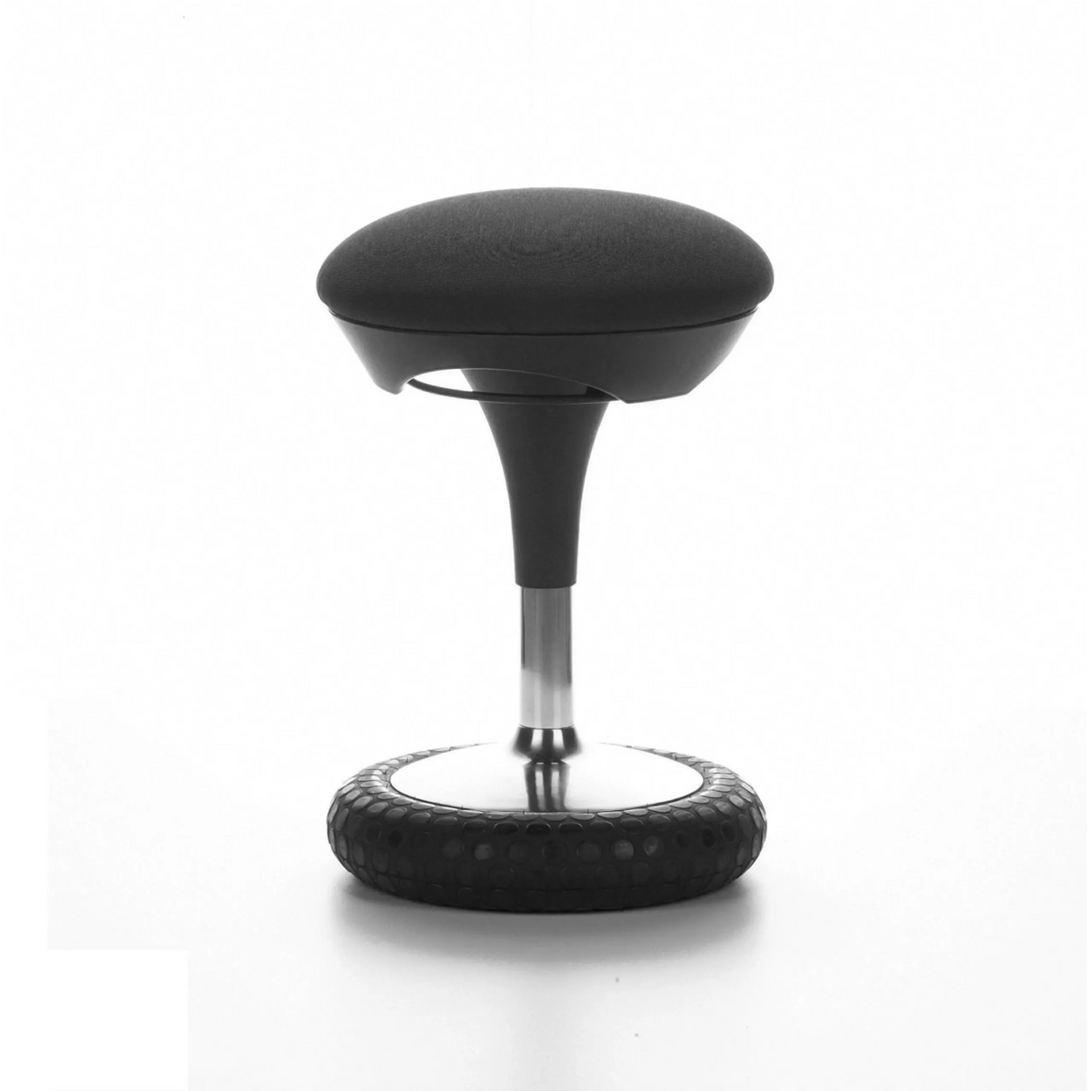 Zwarte stahulp SITNESS 20 met gewatteerde zitting en ronde voet van Topstar – 360-gradenweergave (zijaanzicht 100°)