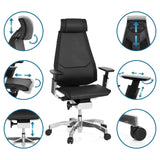 Verstelbare functies van de High end bureaustoel GENIDIA PRO in zwart leder van hjh OFFICE