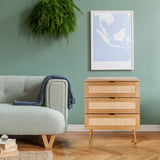 Commode BOHEO K van eiken met drie laden en Weens vlechtwerk-fronten van hjh LIVING