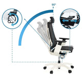 Verstelbare rugleuning met 90°-positie van de High end bureaustoel GENIDIA PRO WHITE van hjh OFFICE