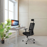 Bureau WORKSPACE LIGHT I in walnoot en wit met een wit onderstel van hjh OFFICE