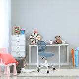 Blauwe Kinder bureaustoel KID QW met een gebogen rugleuning en zwenkwielen van hjh OFFICE