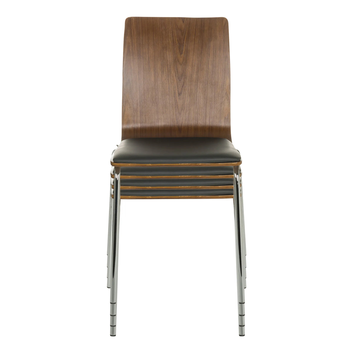 Stapelbare bezoekerstoelen PERIA met bruine houten rugleuningen en zwarte zittingen van hjh OFFICE