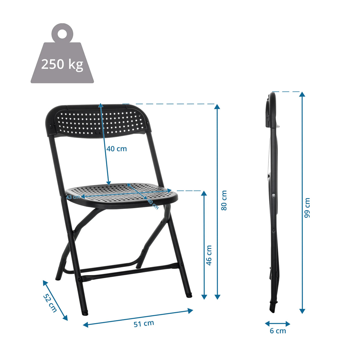 Maattekening van de Outdoor stoel TUDELA XXL PRO met een totale hoogte van 99 cm van hjh OFFICE