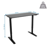 Maattekening van het Elektrisch in hoogte verstelbaar bureau STAND CARBON van 120 × 60 cm van hjh OFFICE