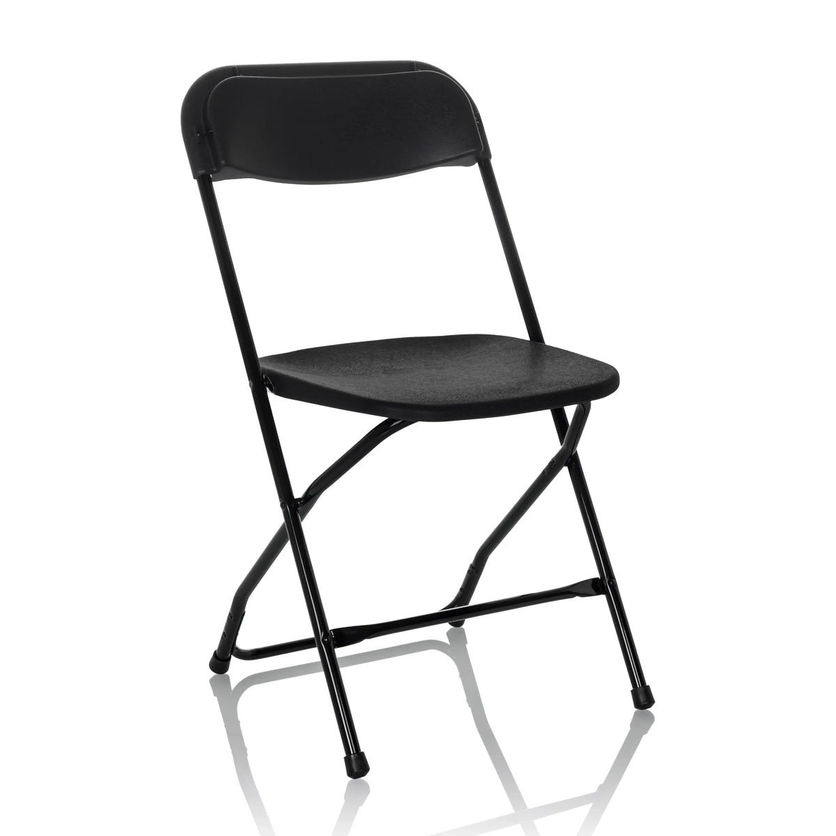 Zwarte Outdoor stoel TUDELA XXL B met eenvoudige rugleuning en metalen frame van hjh OFFICE – 360-gradenweergave (schuin vooraanzicht 30°)