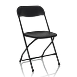 Zwarte Outdoor stoel TUDELA XXL B met eenvoudige rugleuning en metalen frame van hjh OFFICE – 360-gradenweergave (schuin vooraanzicht 30°)