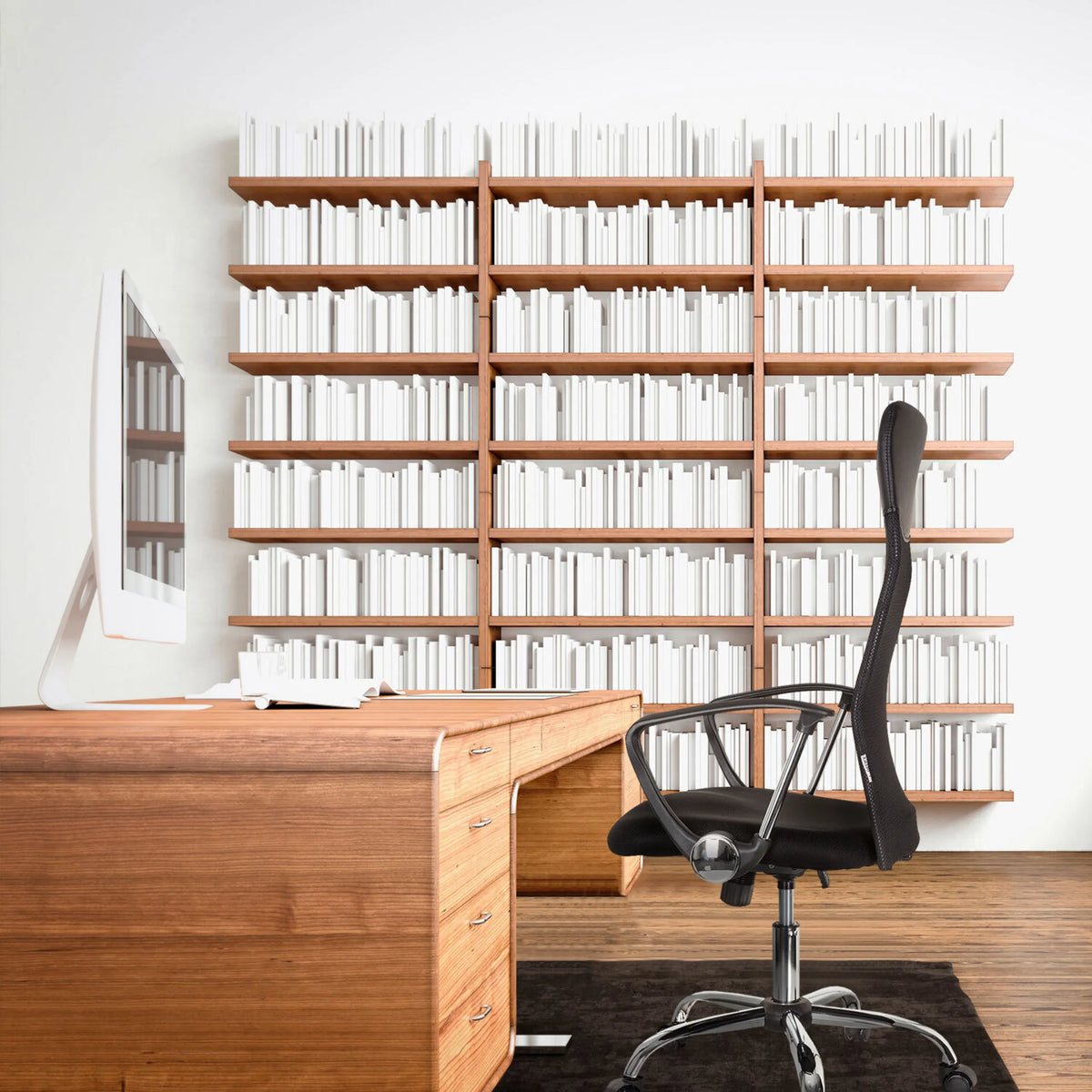 Zwarte Thuiskantoor bureaustoel PURE NET met hoge rugleuning en wieltjes van hjh OFFICE