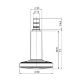 Technische tekening van de Vloerdoppen STATO-M met een diameter van 60 mm van hjh OFFICE