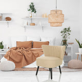 Beige Lounge stoel MANISO met gewatteerde rugleuning en zwarte poten van hjh LIVING