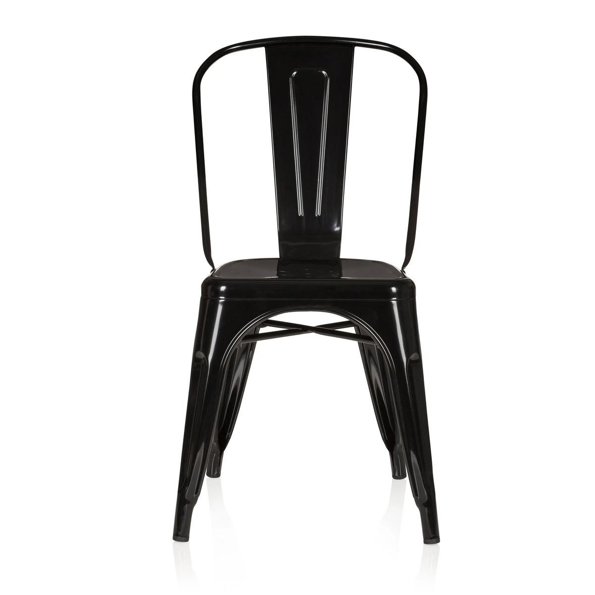 Zwarte Bistrostoel VANTAGGIO COMFORT met metalen frame en hoge rugleuning van hjh OFFICE – 360-gradenweergave (vooraanzicht 0°)