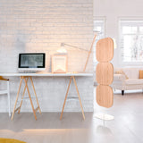Beige scheidingswand FLEXMIUT W met drie afgeronde elementen op een witte voet van hjh OFFICE
