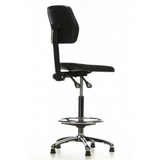 Zwarte Baliestoel TOP WORK 11 met voetring en vijfsterrenvoet van hjh OFFICE – 360-gradenweergave (schuin achteraanzicht 120°)