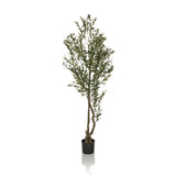 Groene Kunstplant OLIVE I in een eenvoudige zwarte pot van hjh OFFICE – 360-gradenweergave (zijaanzicht 90°)