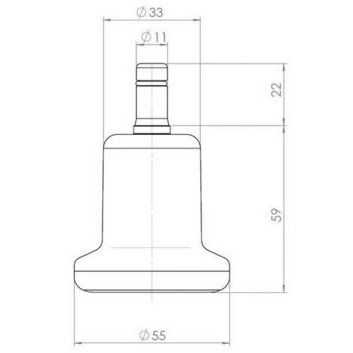 Technische tekening van de Vloerdoppen 5 x STAND Nr. 11 met een diameter van 55 mm van hjh OFFICE