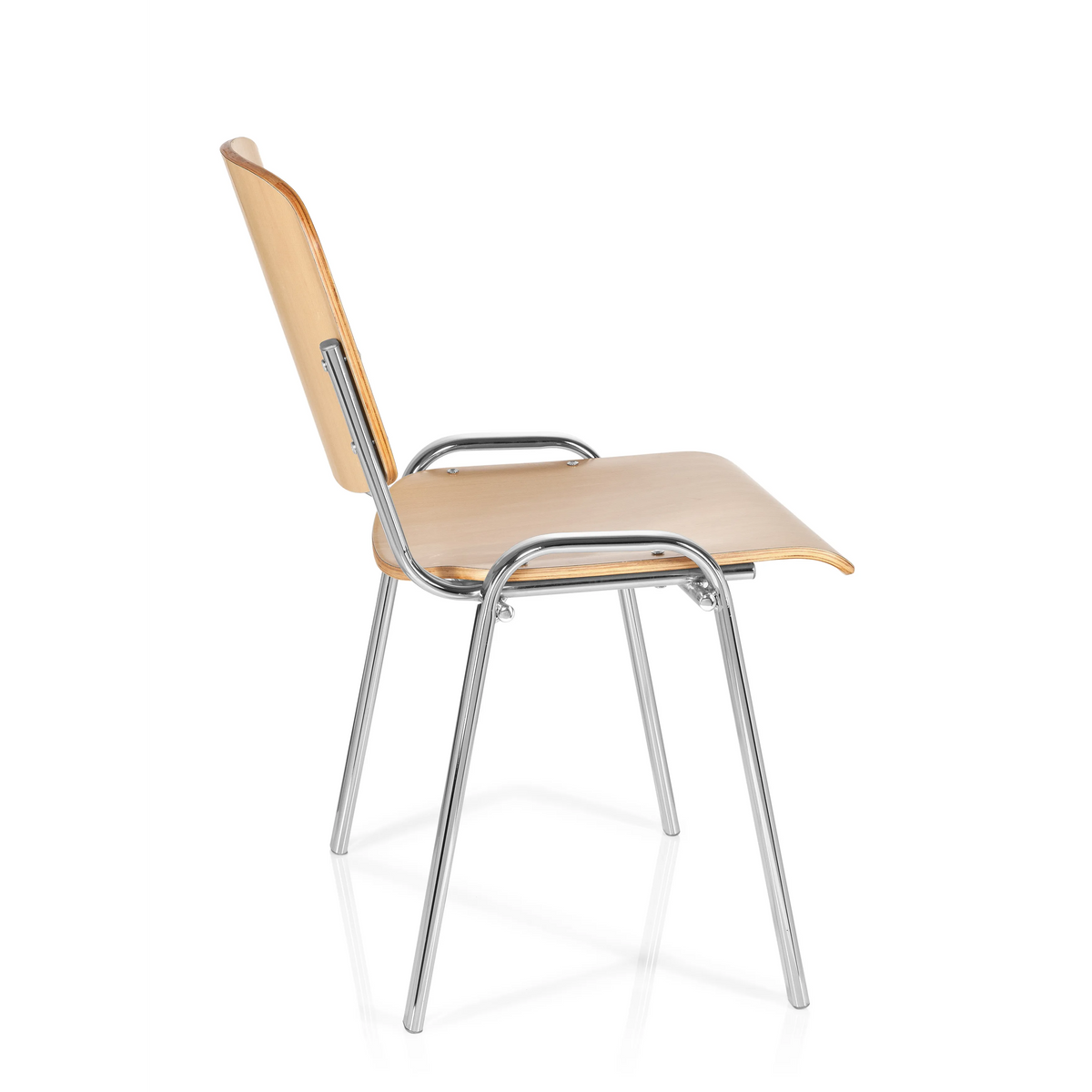 Vierfußstuhl XT 600 C H in Buche mit Gestell aus Chrom von hjh OFFICE – 360-Grad-Ansicht (Seitenprofil 100°)