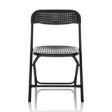 Zwarte Outdoor stoel TUDELA XXL PRO met geperforeerd zit- en rugvlak van hjh OFFICE – 360-gradenweergave (vooraanzicht 0°)