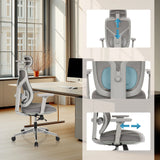 Verstelbare hoofdsteun en armleuningen van de High end bureaustoel CASSILIS W van hjh OFFICE