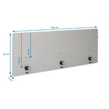 Maattekening van de tafelverdeler FLEXMIUT D 180 van 180 × 62 cm van hjh OFFICE