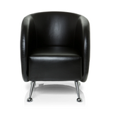 Zwarte gestoffeerde fauteuil ST. LUCIA met glanzende metalen poten van hjh OFFICE – 360-gradenweergave (vooraanzicht 0°)