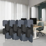 Grijze en donkergrijze scheidingswanden FLEXMIUT PLUG in een modulaire opstelling van hjh OFFICE