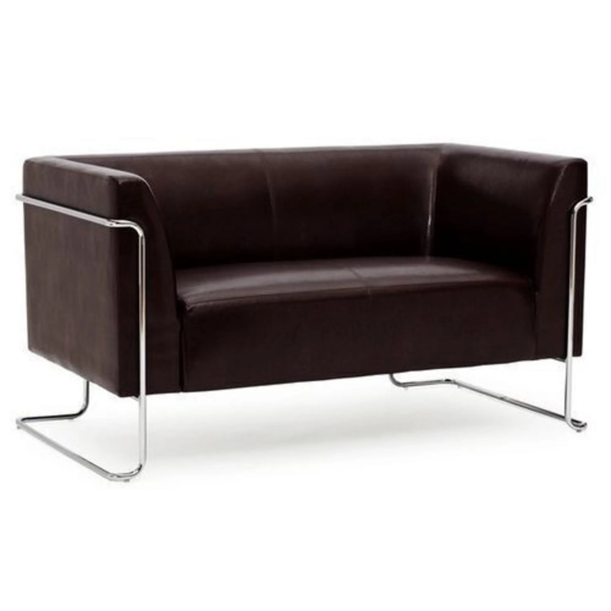 Bruine CURACAO lounge bank als tweezitter met een verchroomd frame van hjh OFFICE