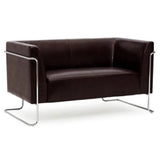 Bruine CURACAO lounge bank als tweezitter met een verchroomd frame van hjh OFFICE