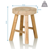 Maatvoering van de kruk RUSTIKO W met 44 cm hoogte en 33 cm diameter van hjh LIVING