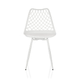 Witte Outdoor stoel BEGIO S met een rastervormige rugleuning en vier poten van hjh LIVING – 360-gradenweergave (vooraanzicht 0°)