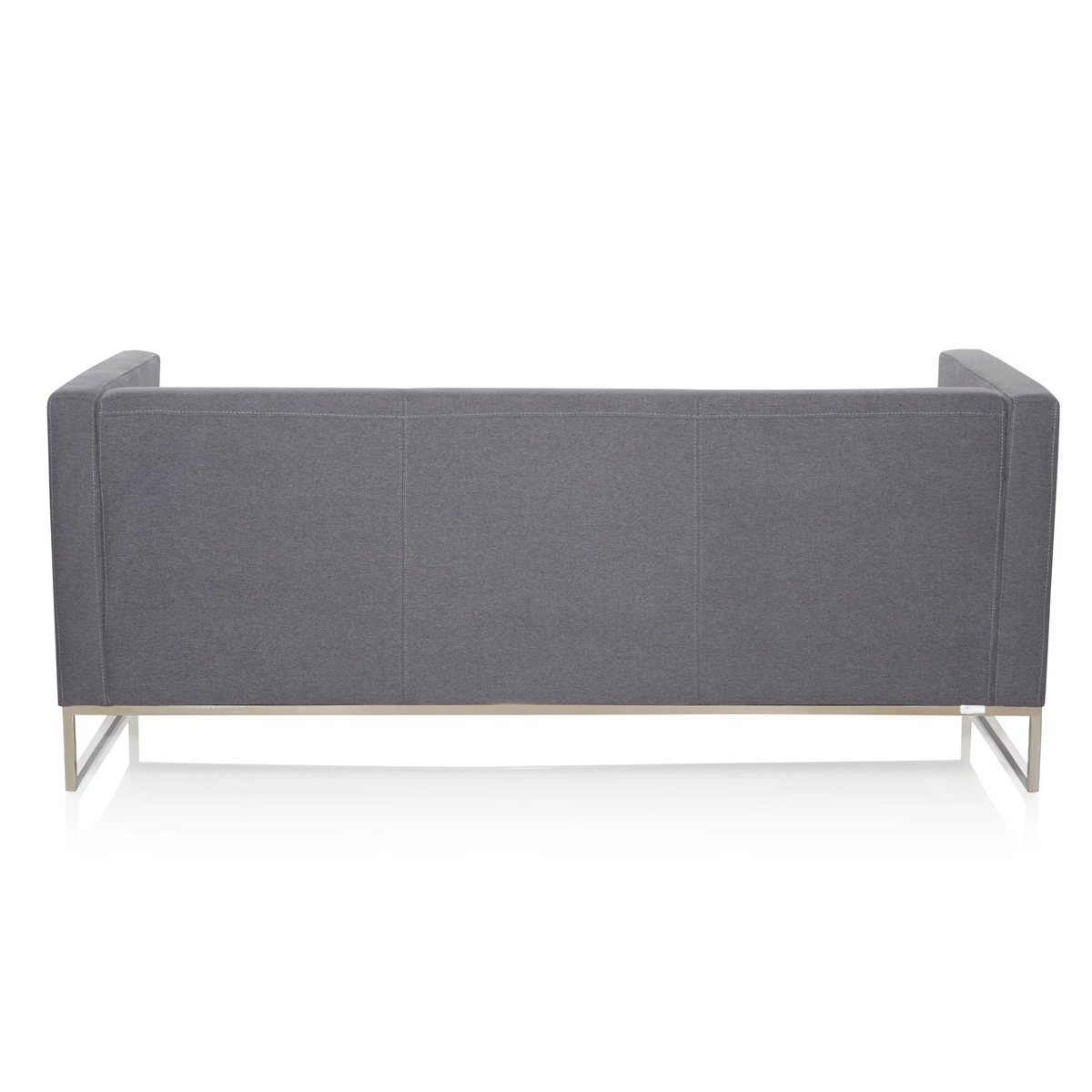 Donkergrijze lounge bank BARBADOS als driezitter met metalen frame van hjh OFFICE – 360-gradenweergave (schuin achteraanzicht 240°)