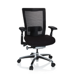 Zwarte High end bureaustoel NOVA PRO ALU met netrugleuning en vijfpoot met wieltjes van hjh OFFICE – 360-gradenweergave (vooraanzicht 20°)