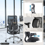In hoogte verstelbare hoofdsteun en armleuningen van de professionele bureaustoel S100-M301 in zwart van Sihoo (AI-gegenereerde afbeelding)