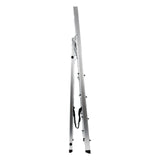 Zijaanzicht van de SOLID III klaptrap van aluminium met vijf treden en een draagband van hjh OFFICE