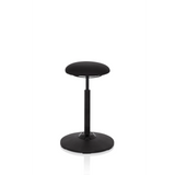 Zwarte stahulp BALANCE SIT met rond zitkussen en cirkelvormige voet van hjh OFFICE – 360-gradenweergave (vooraanzicht 0°)