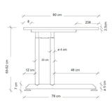 Maßzeichnung des höhenverstellbaren Schreibtischs ZENO 16 G mit einer Tiefe von 80 cm von hjh OFFICE PRO